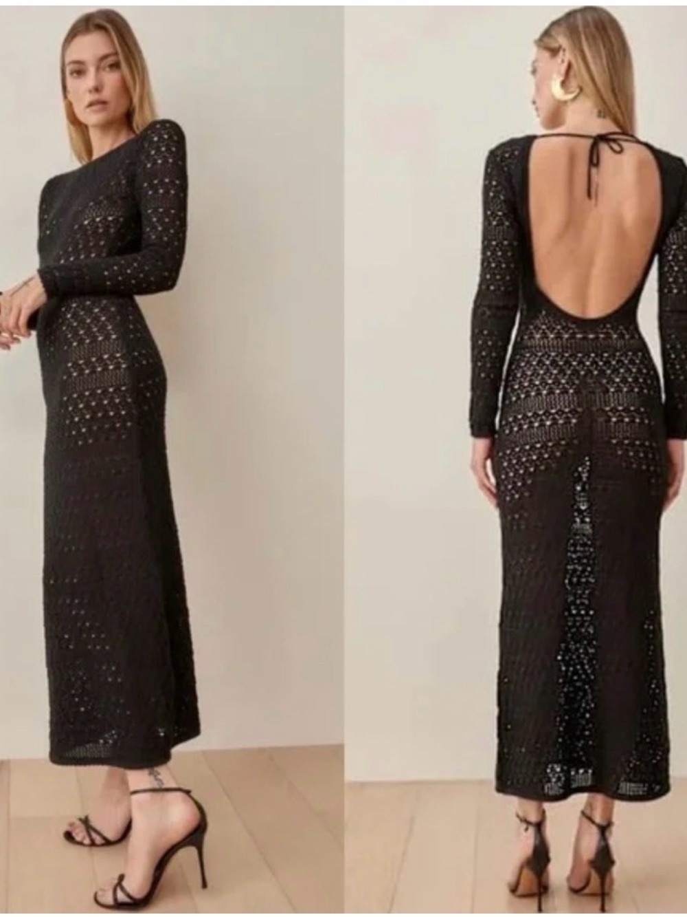 Reformation Castello Open Knit Maxi Dress